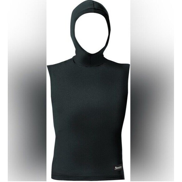 Aeroskin Polypropylene Sleeveless Pullover Vest Attached Hood Sporty Black XXXL - Picture 1 of 8